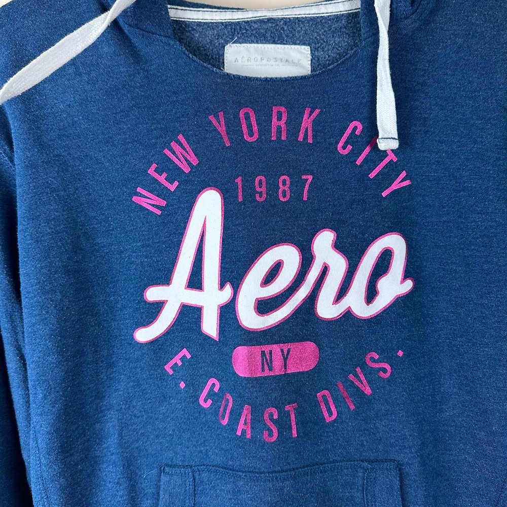 Aeropostale Aero Womens Hoodie Size M Spell Out Graphic Y2K Pullover Friends - Picture 2 of 10